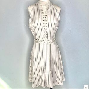 BB Dakota Charlize Lace Up Pinstripe Dress